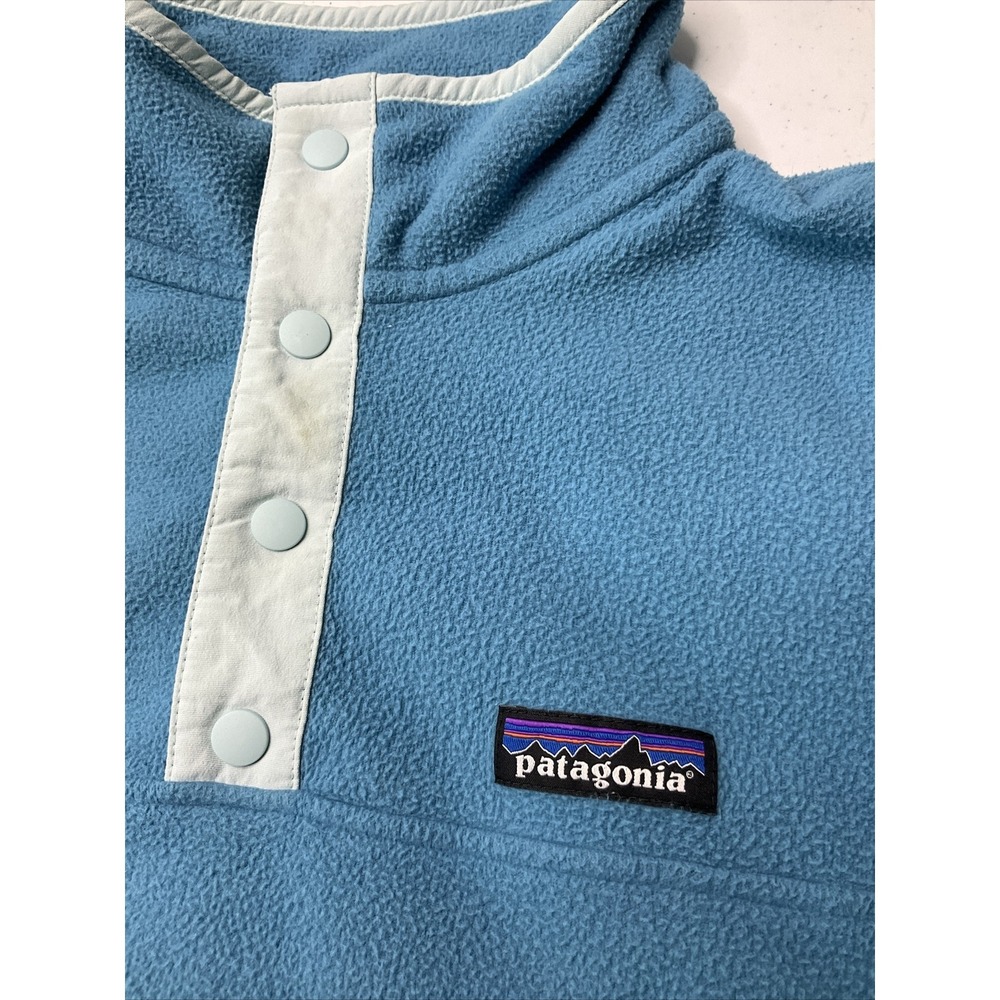 Patagonia Pullover Snap-T Women Sz M Fleece Sweater Long Sleeve Aqua Blue - Picture 2 of 7
